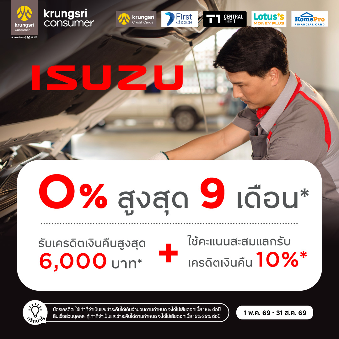บัตรกรุงศรี Care about Car อีซูซุศาลาเชียงใหม่