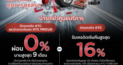 บัตรเครดิต KTC ผ่อน 0% นาน 9 เดือน รับเครดิตเงินคืน 13%